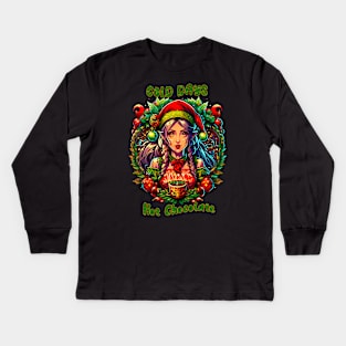 "Cold days, hot chocolate" Noel Kids Long Sleeve T-Shirt